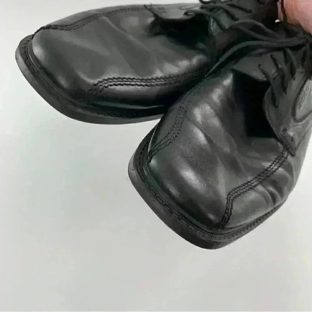 Ecco mens size 44 10-10.5 black leather comfort orthopedic bicycle toe oxfords